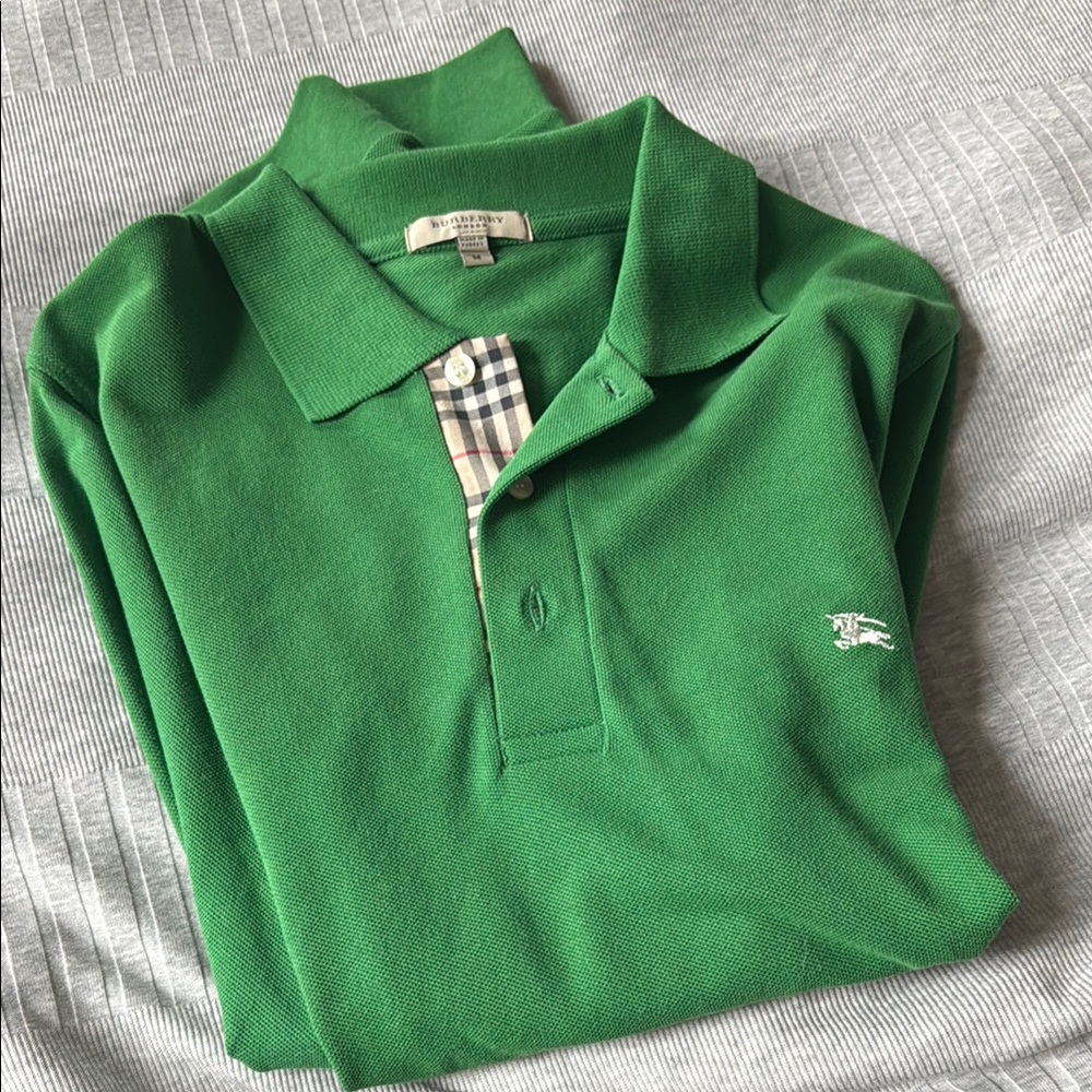 Burberry Green Polo Shirt Long Sleeve